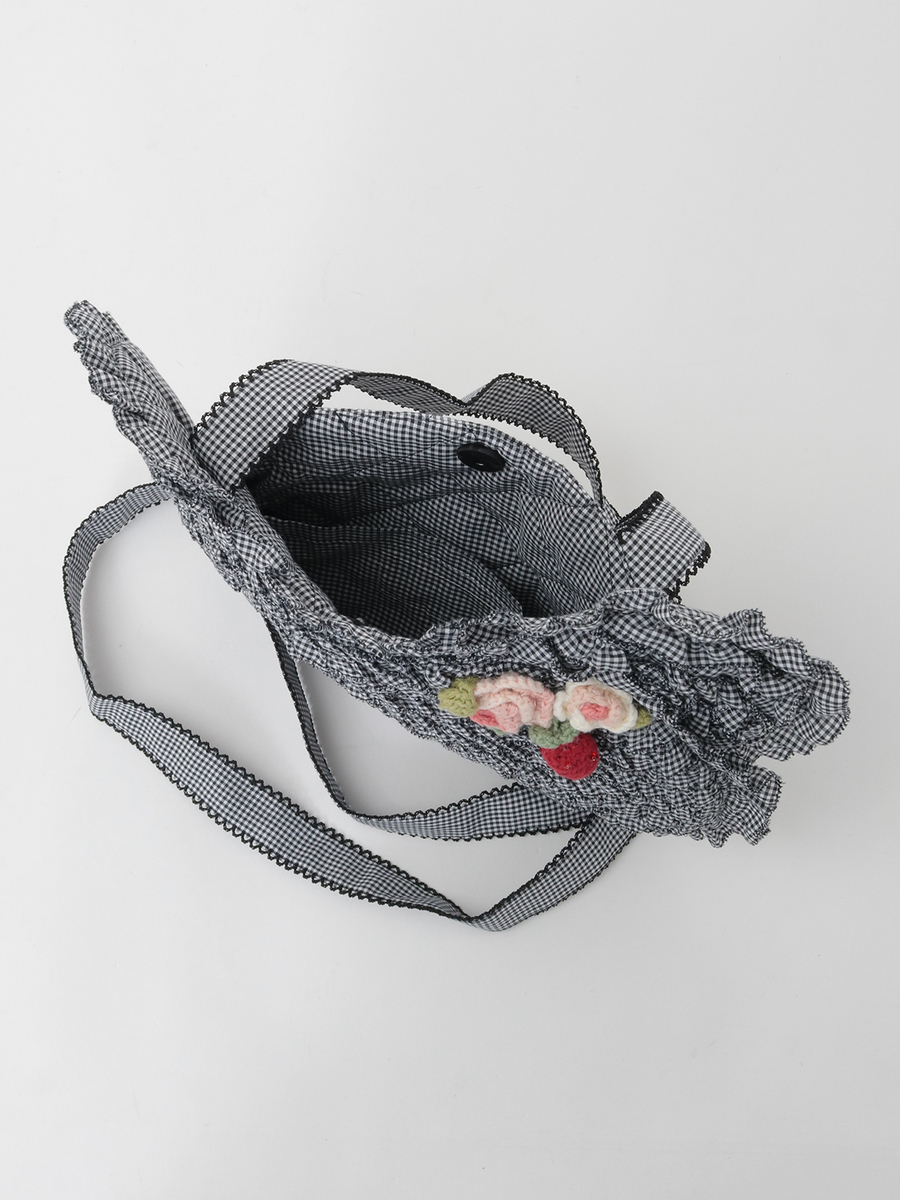 テディシルエットギンガムチェックポシェット 詳細画像 クロ 7