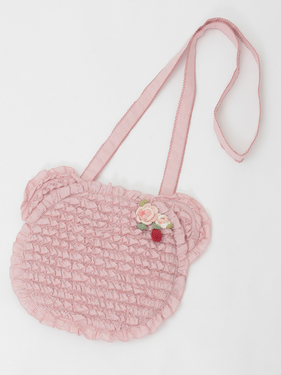 テディシルエットギンガムチェックポシェット 詳細画像 ピンク 1