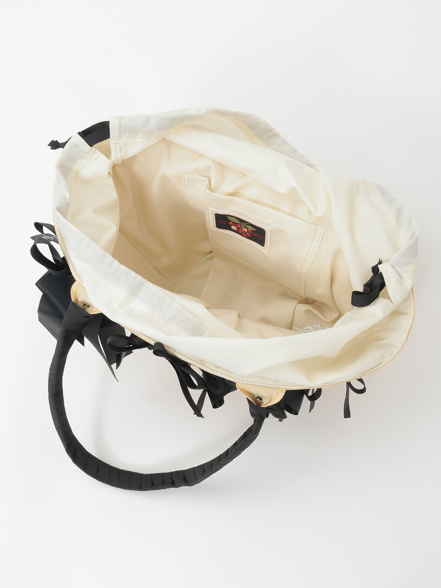 リボンいっぱい麦わらかごバッグ 詳細画像 ナチュラル&times;クロリボン 8