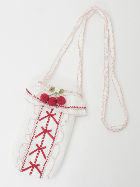 さくらんぼモチーフ付きフリルポシェット