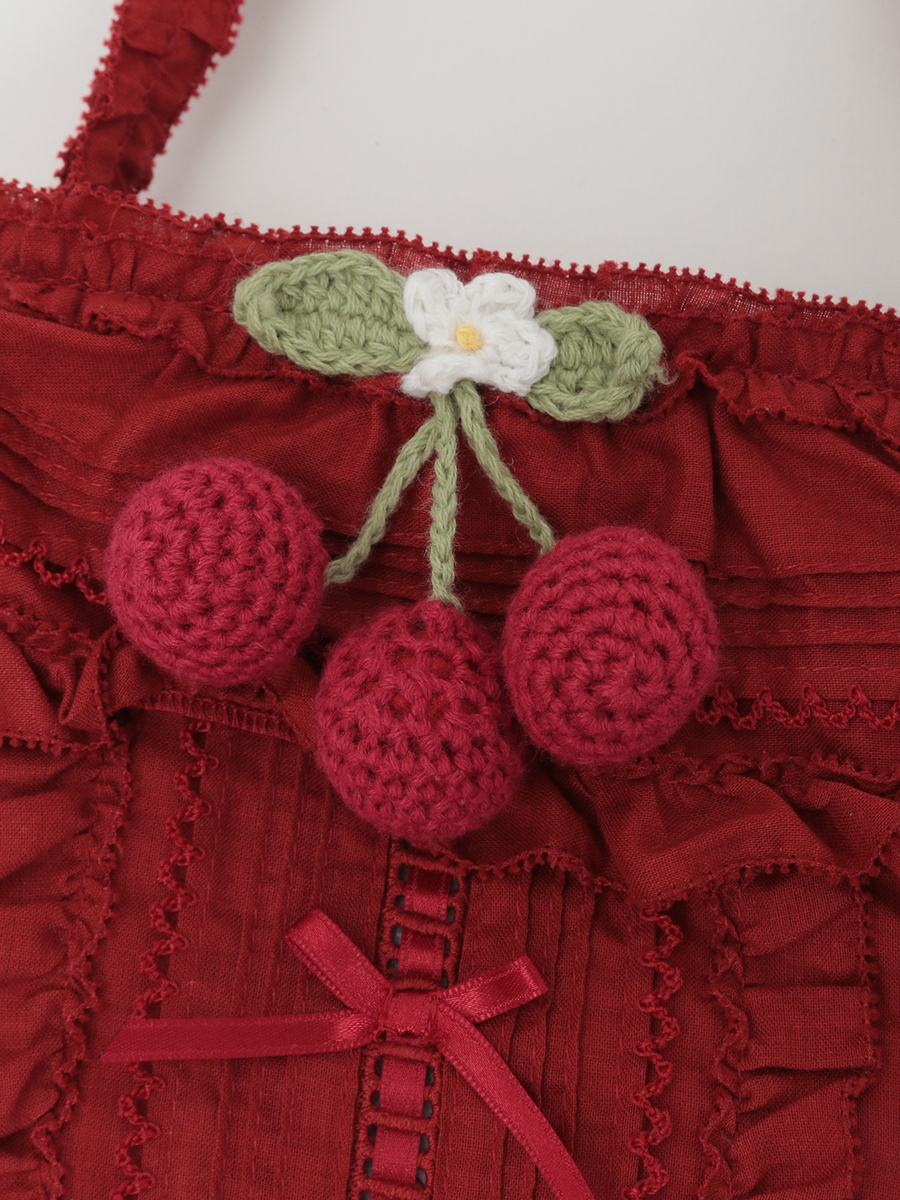 さくらんぼモチーフ付きフリルポシェット 詳細画像 シロ 10