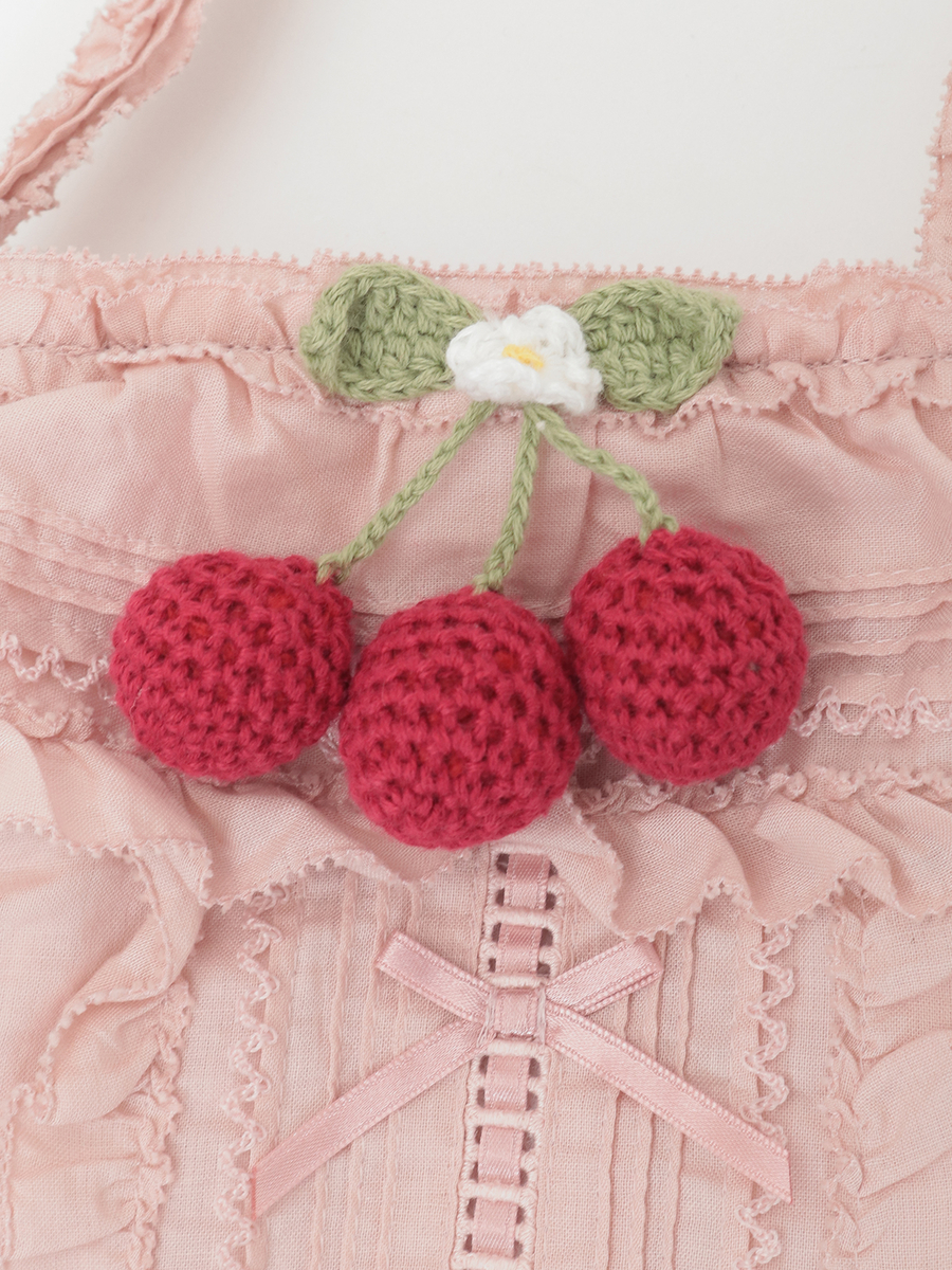 さくらんぼモチーフ付きフリルポシェット 詳細画像 シロ 11