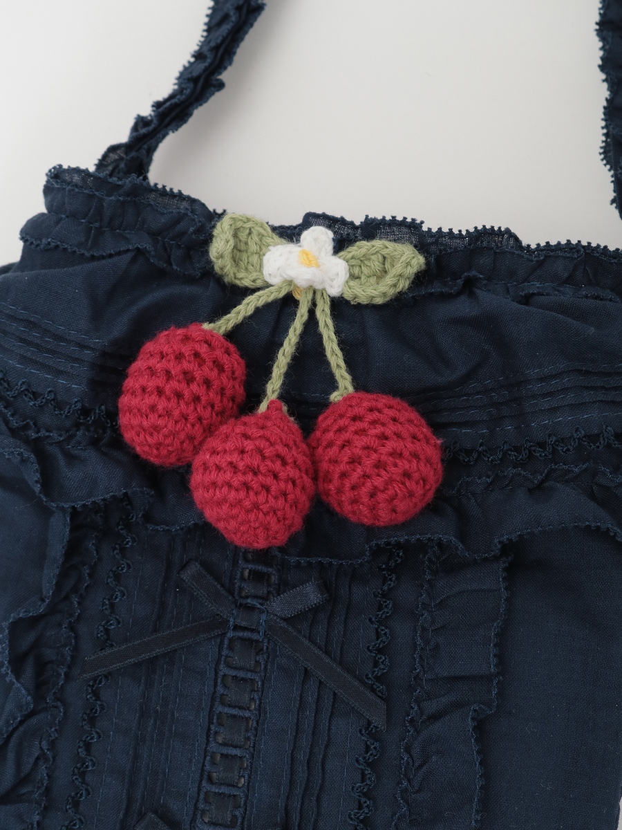 さくらんぼモチーフ付きフリルポシェット 詳細画像 シロ 12