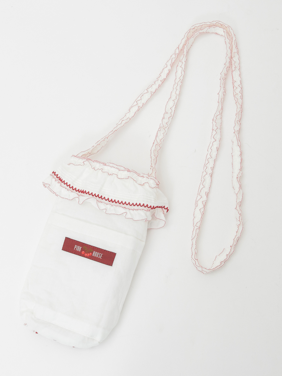 さくらんぼモチーフ付きフリルポシェット 詳細画像 シロ 2