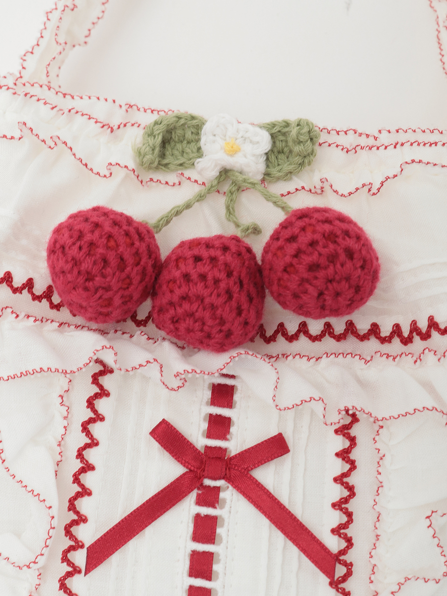 さくらんぼモチーフ付きフリルポシェット 詳細画像 シロ 3