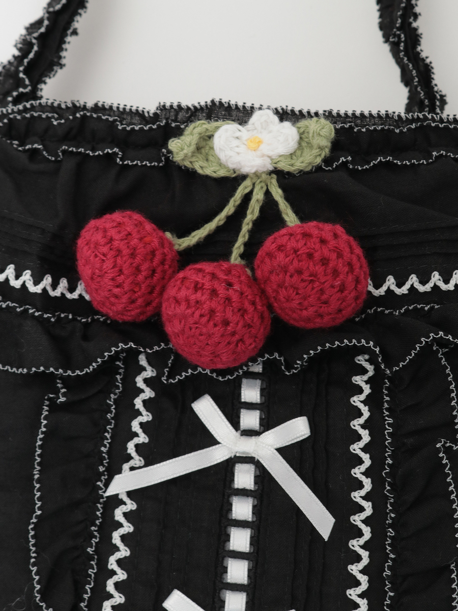 さくらんぼモチーフ付きフリルポシェット 詳細画像 シロ 8