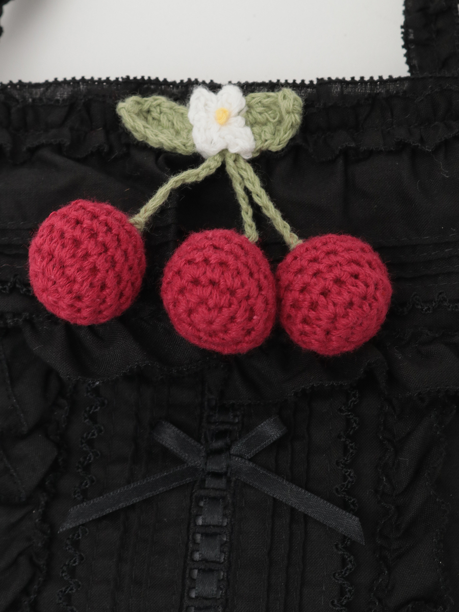 さくらんぼモチーフ付きフリルポシェット 詳細画像 シロ 9