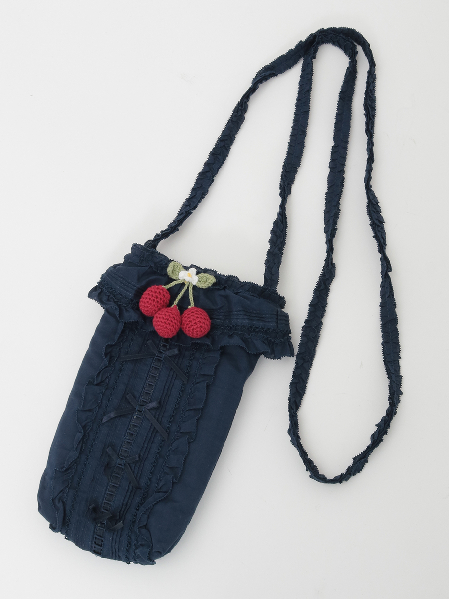 さくらんぼモチーフ付きフリルポシェット 詳細画像 ネイビー 1