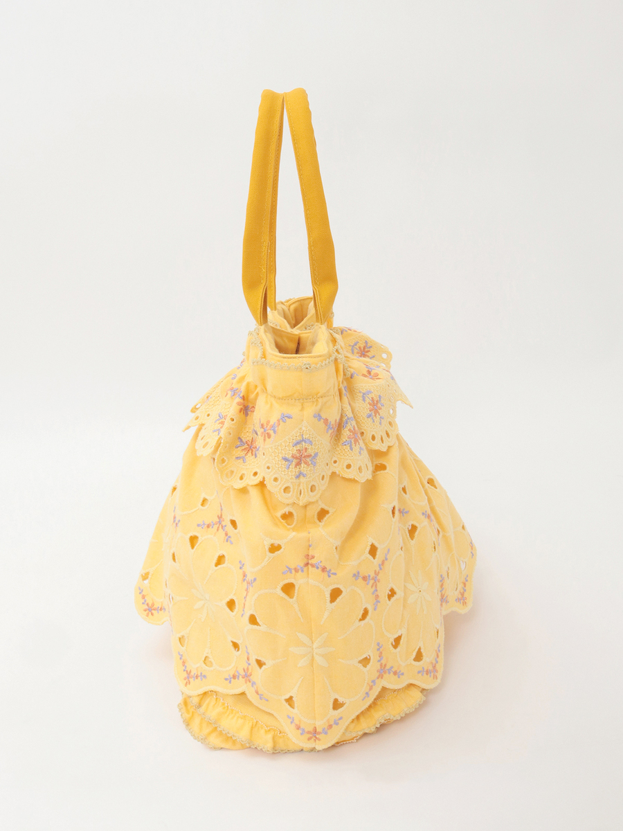 フラワーエンブレース使いダンガリーバッグ 詳細画像 イエロー 2