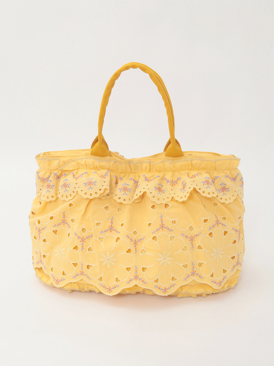 フラワーエンブレース使いダンガリーバッグ 詳細画像 イエロー 3