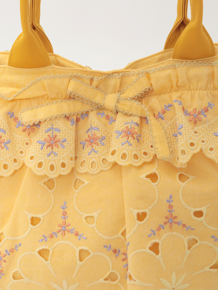 フラワーエンブレース使いダンガリーバッグ 詳細画像 イエロー 4