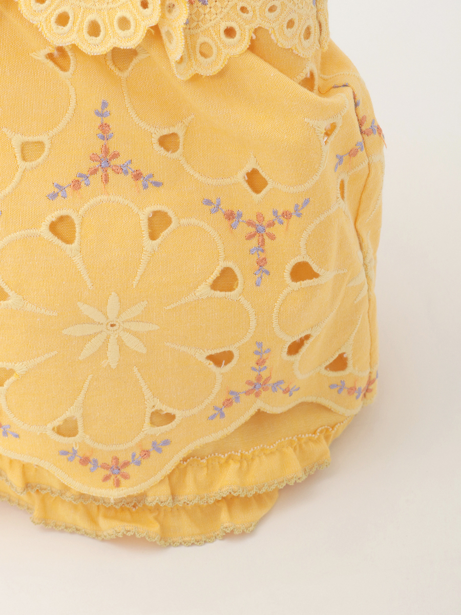 フラワーエンブレース使いダンガリーバッグ 詳細画像 イエロー 5