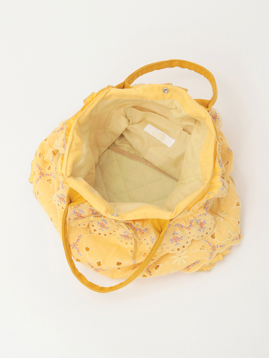 フラワーエンブレース使いダンガリーバッグ 詳細画像 イエロー 7