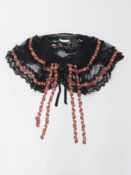 オリジナル苺ブレードレース使いドットチュールケープ