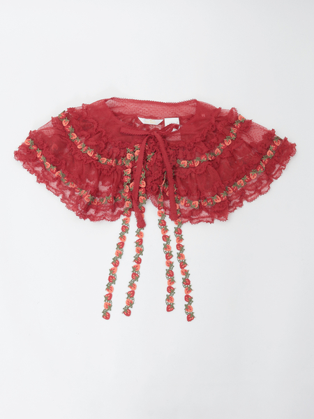 オリジナル苺ブレードレース使いドットチュールケープ