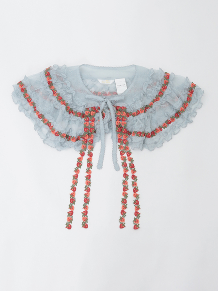 オリジナル苺ブレードレース使いドットチュールケープ