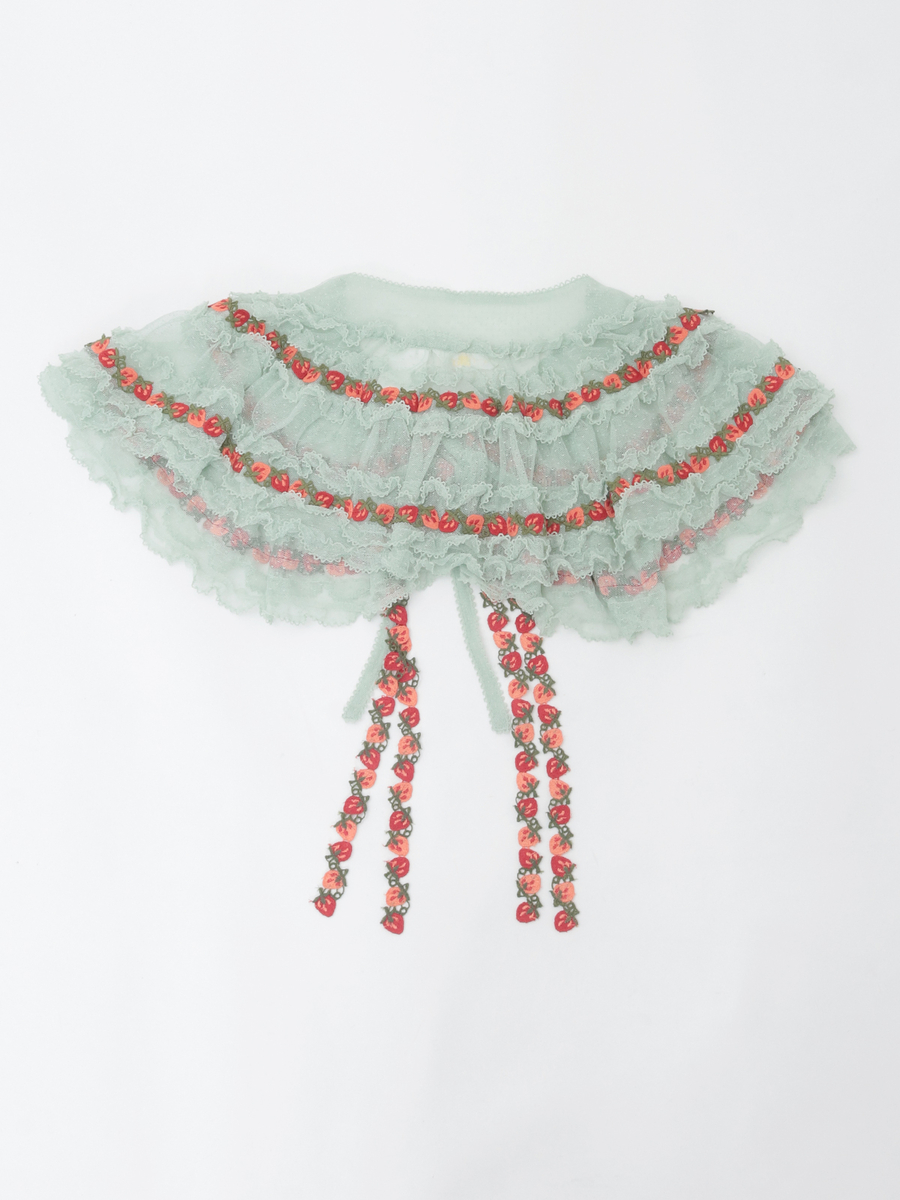 オリジナル苺ブレードレース使いドットチュールケープ 詳細画像 ブルーグレー 2