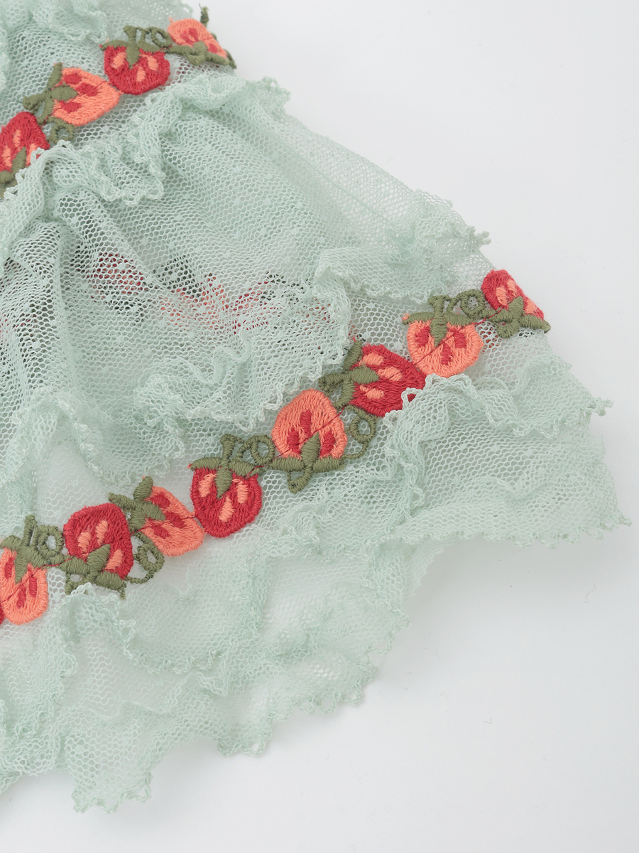 オリジナル苺ブレードレース使いドットチュールケープ 詳細画像 ブルーグレー 5