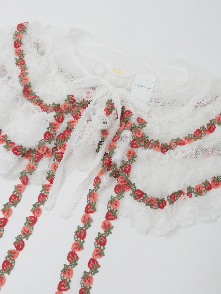 オリジナル苺ブレードレース使いドットチュールケープ 詳細画像 ブルーグレー 7