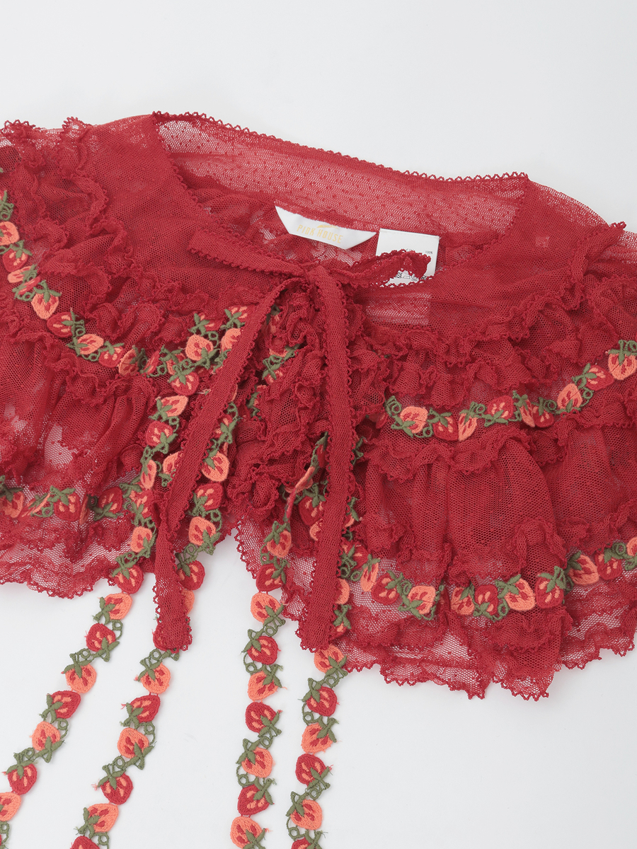 オリジナル苺ブレードレース使いドットチュールケープ 詳細画像 ブルーグレー 8