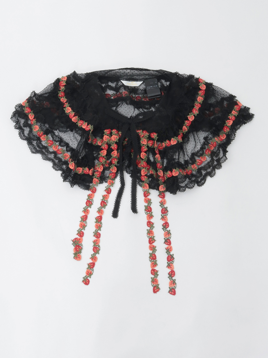 オリジナル苺ブレードレース使いドットチュールケープ 詳細画像 クロ 1