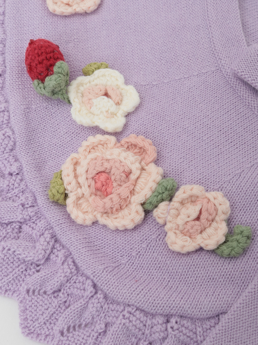 テディ＆ローズモチーフ付きティペット 詳細画像 アカ 4