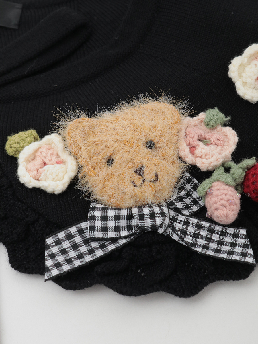 テディ＆ローズモチーフ付きティペット 詳細画像 アカ 5