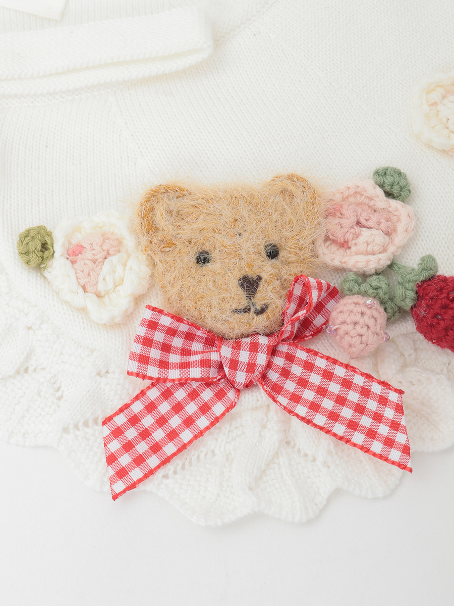 テディ＆ローズモチーフ付きティペット 詳細画像 アカ 6