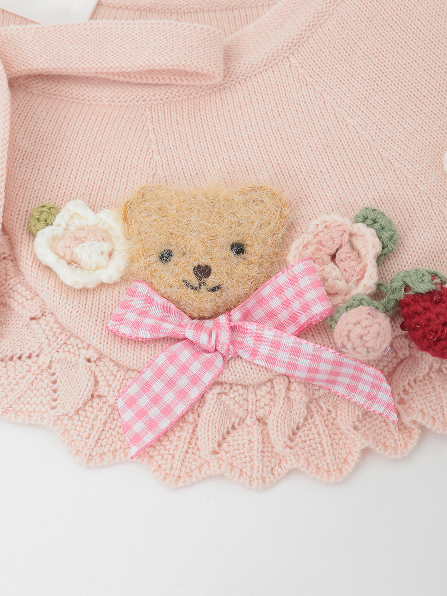 テディ＆ローズモチーフ付きティペット 詳細画像 アカ 8