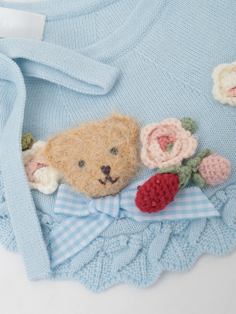 テディ＆ローズモチーフ付きティペット 詳細画像 アカ 9