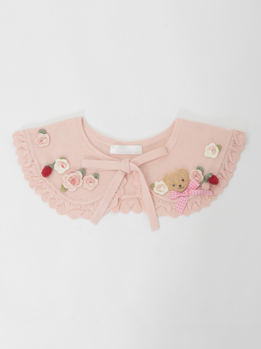 テディ＆ローズモチーフ付きティペット 詳細画像 苺ミルク 1