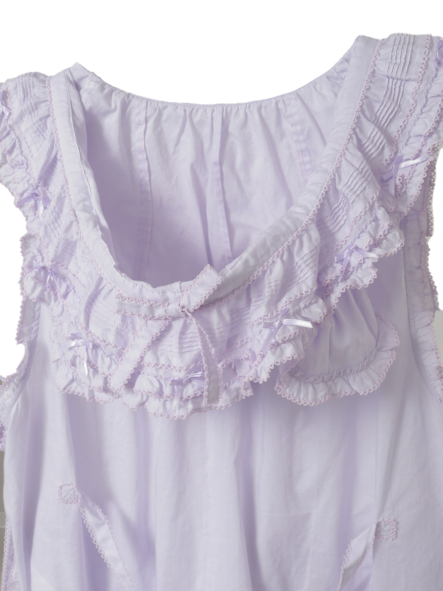 くまの耳フード付きローンタブリエ 詳細画像 ラベンダー 14