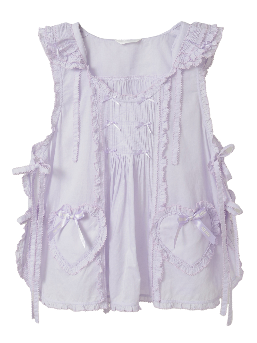 くまの耳フード付きローンタブリエ 詳細画像 ラベンダー 1