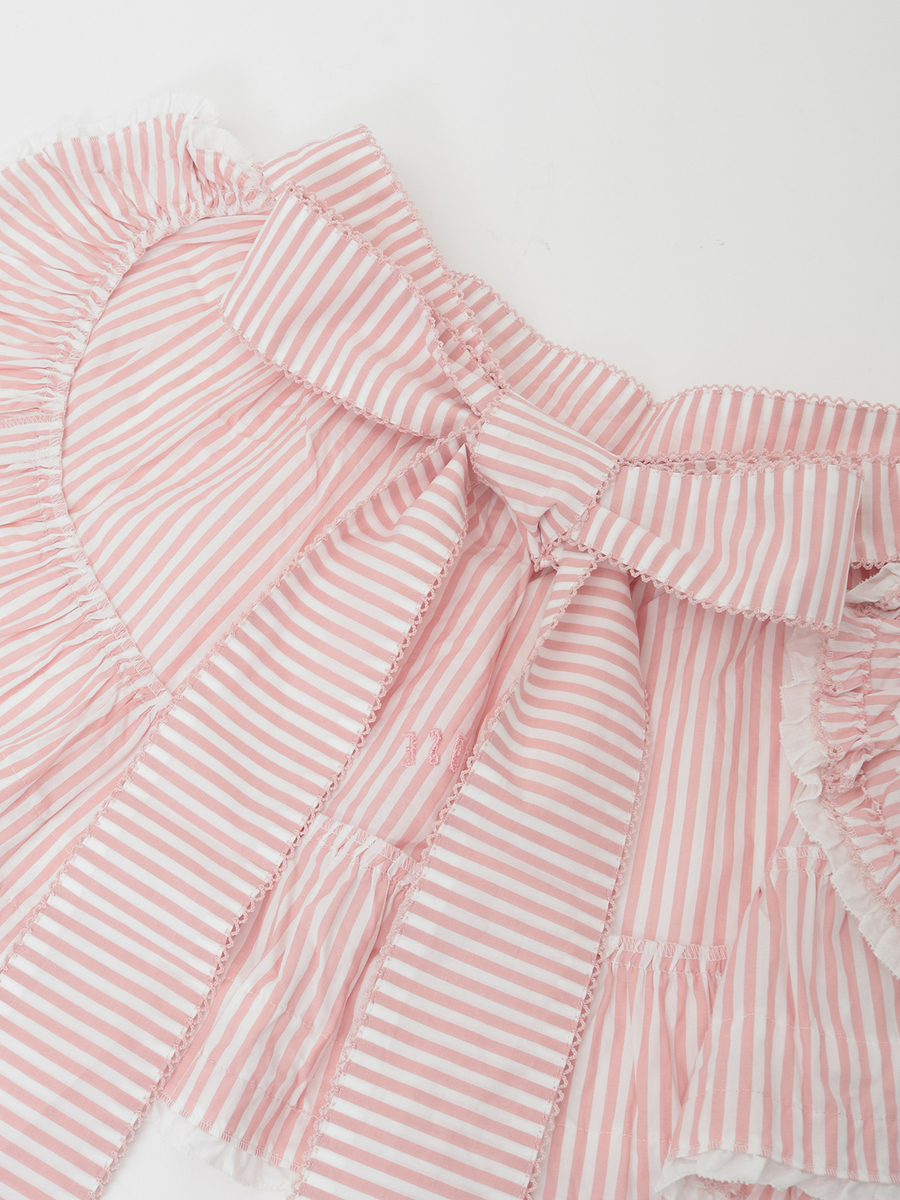 ローンフリル使いストライプタブリエ 詳細画像 アカ 11