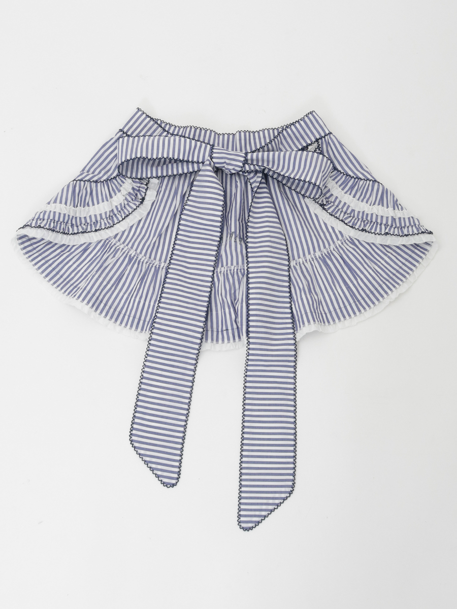 ローンフリル使いストライプタブリエ 詳細画像 アカ 2