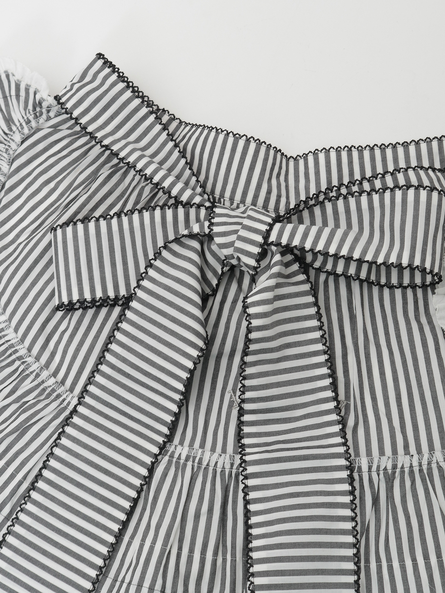 ローンフリル使いストライプタブリエ 詳細画像 アカ 7