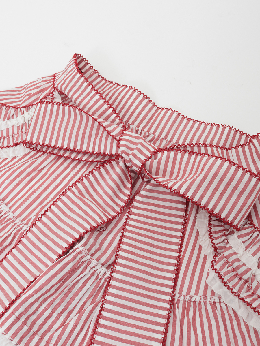 ローンフリル使いストライプタブリエ 詳細画像 アカ 9