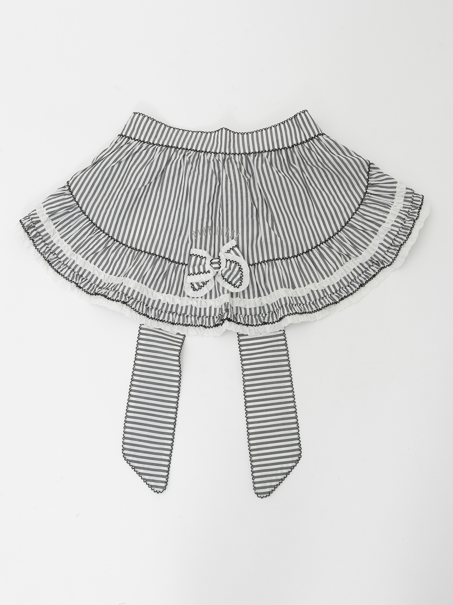 ローンフリル使いストライプタブリエ 詳細画像 クロ 1