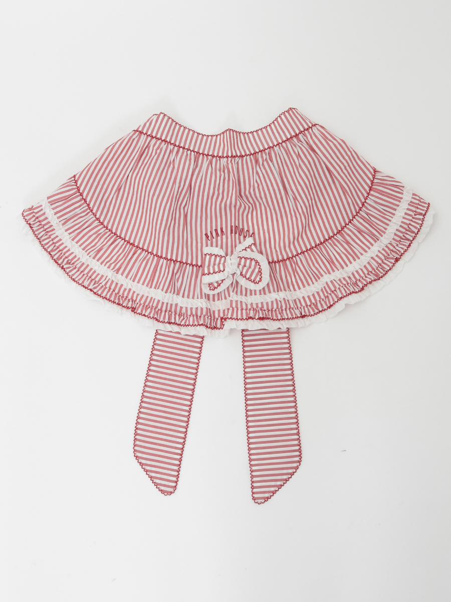 ローンフリル使いストライプタブリエ 詳細画像 アカ 1