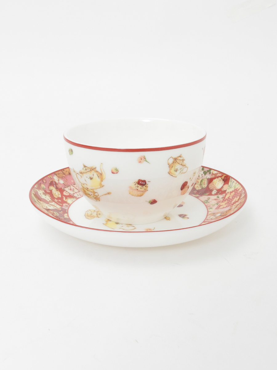 【PINK HOUSE LIFE STYLE】PH Tea Party 柄 カップ＆ソーサ― 詳細画像 アカ系 2