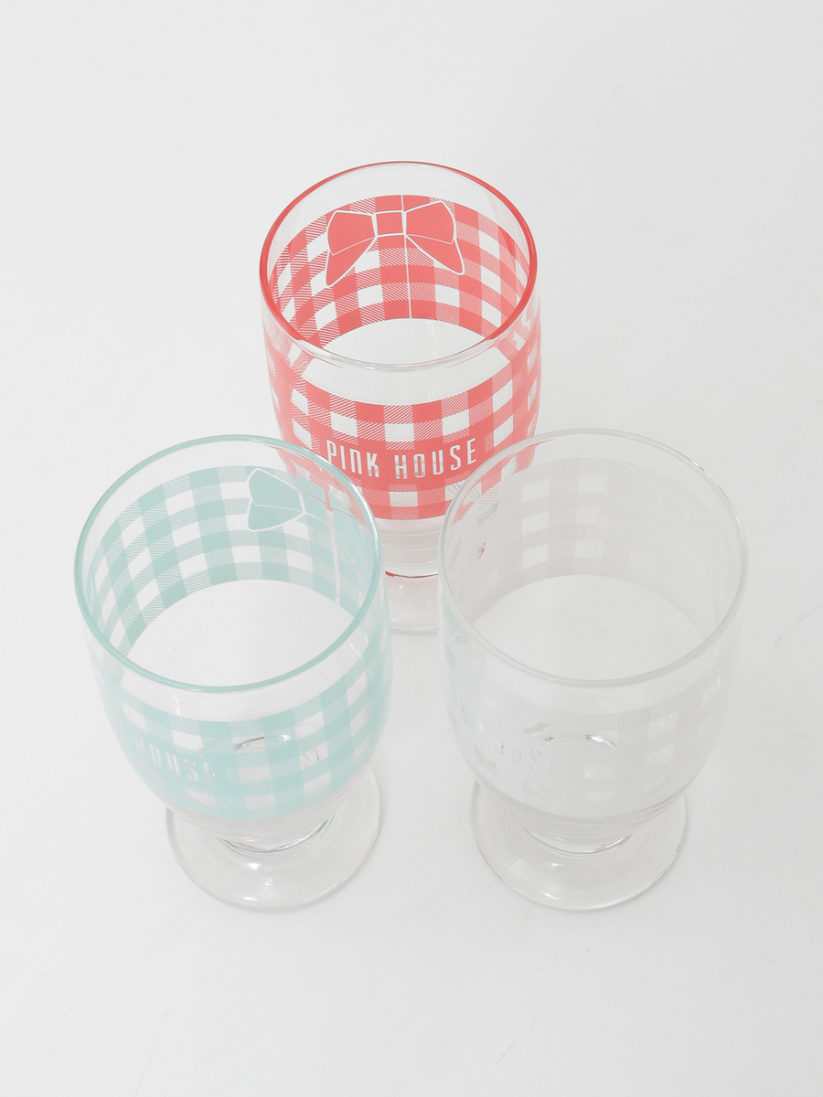 【PINK HOUSE LIFE STYLE】ギンガムロゴグラスセット 詳細画像 ミックス 2