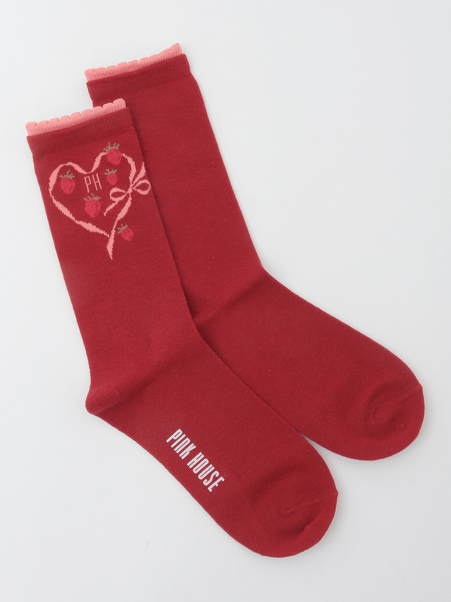 苺リースモチーフソックス 詳細画像 アカ 1