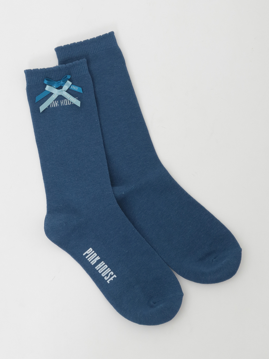 配色リボン使いソックス 詳細画像 ネイビー 1