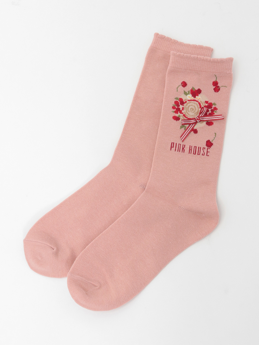 さくらんぼの日曜日モチーフソックス 詳細画像 ネイビー 2