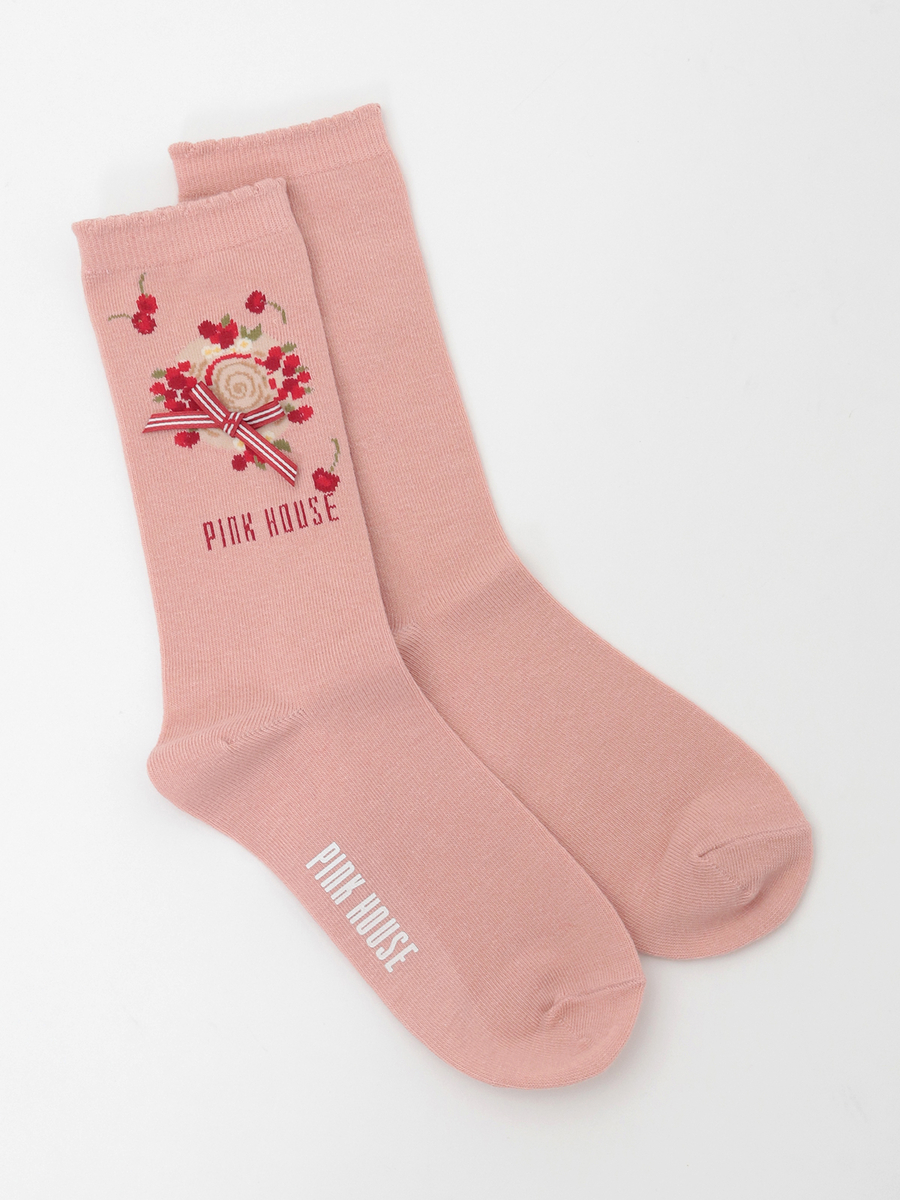 さくらんぼの日曜日モチーフソックス 詳細画像 ネイビー 3