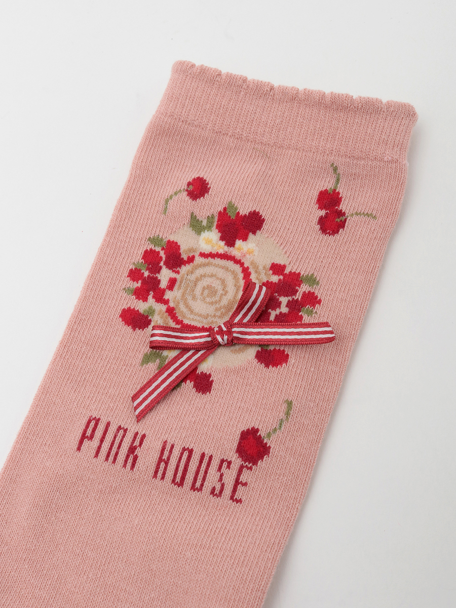 さくらんぼの日曜日モチーフソックス 詳細画像 ネイビー 4