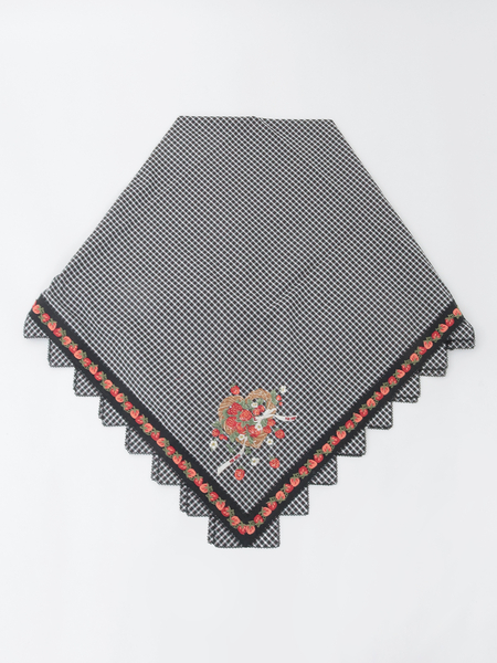 苺リース刺繍オリジナルチェックストール
