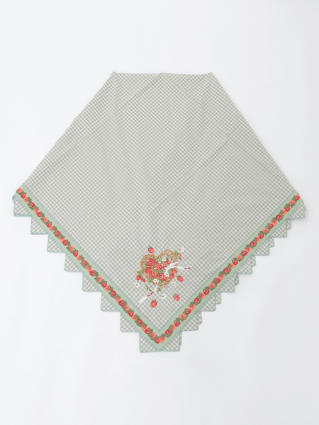 苺リース刺繍オリジナルチェックストール