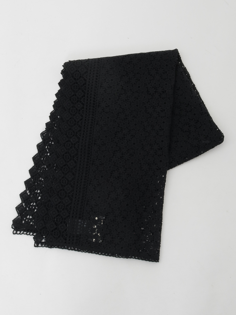 小花柄レースストール 詳細画像 クロ 1