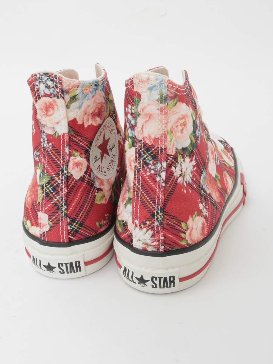 CONVERSE&times;PINK HOUSE フラワーチェックプリントハイカットスニーカー 詳細画像 アカ 3